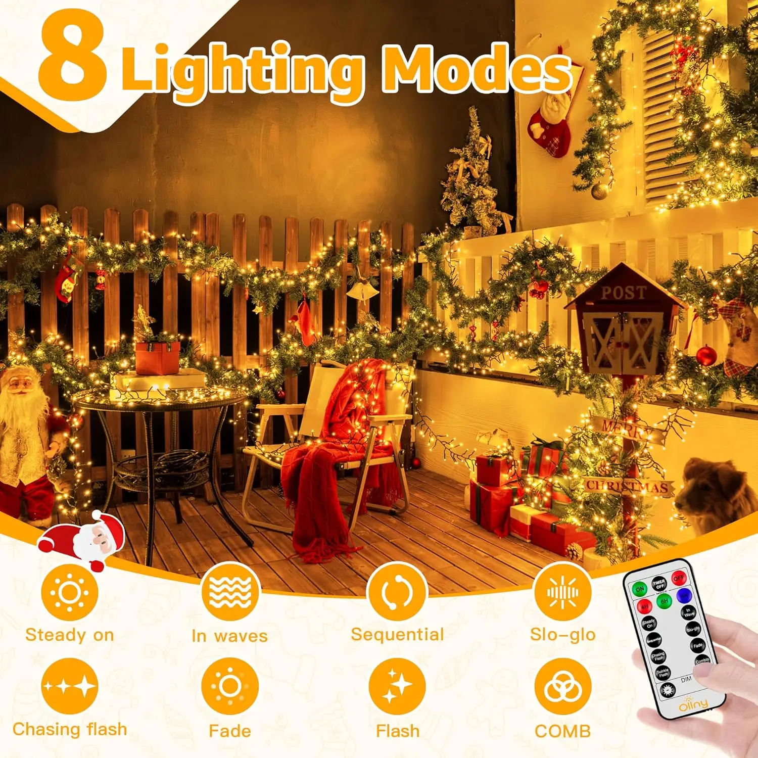 Cluster Verlichting Voor Kerstboom, 1000led 49ft Warm Wit Kerstverlichting Buiten 8 Modi Timer Afstandsbediening