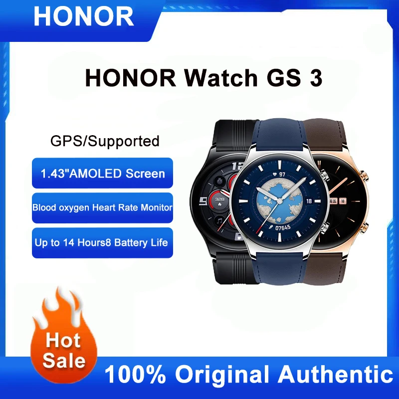 Original HONOR Watch GS3 Global Version 3D-Curved Glass SmartWatch GS3 1.43