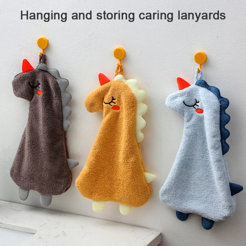 Cute Cartoon Aniaml Bathing Towel Soft Absorbent Hand Towel Non-shedding Hanging Dinosaur Wipe Towel Soft Kids Hand Towels