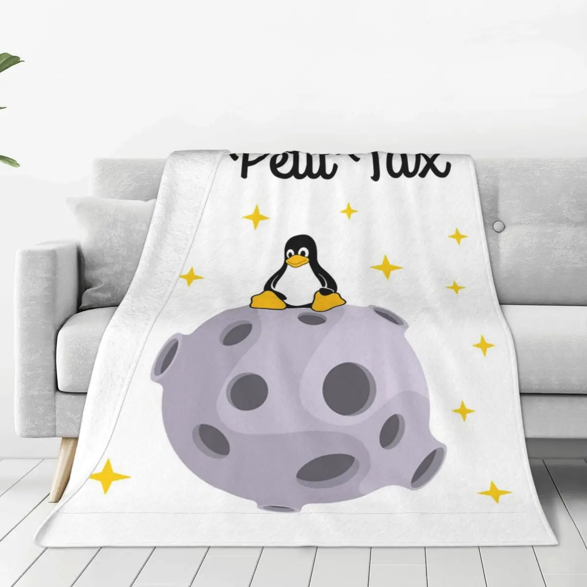 Funny Linux Tux Mascot Blanket Soft Warm Flannel Throw Blanket Cover for Bed Living room Picnic Travel Home Sofa