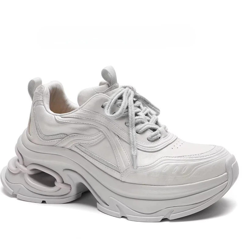 

Мотая конская кожа, дизайнерская обувь для папы в стиле ретро, женские удобные кроссовки на массивном каблуке, увеличивающая рост, повседневная спортивная обувь