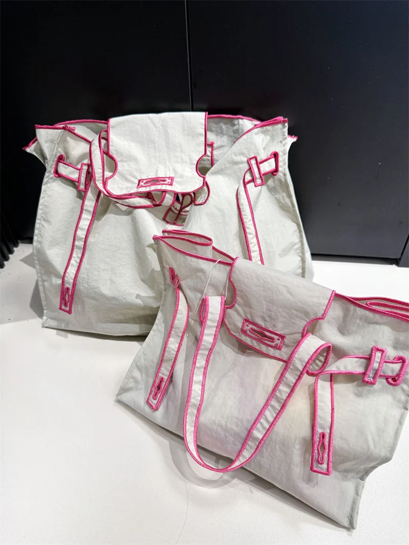 

Nylon Tote Bag Embroidered Canvas Large Capaci Eco-friendly op Bag Lightweight Handheld Single oulder Platinum Bag