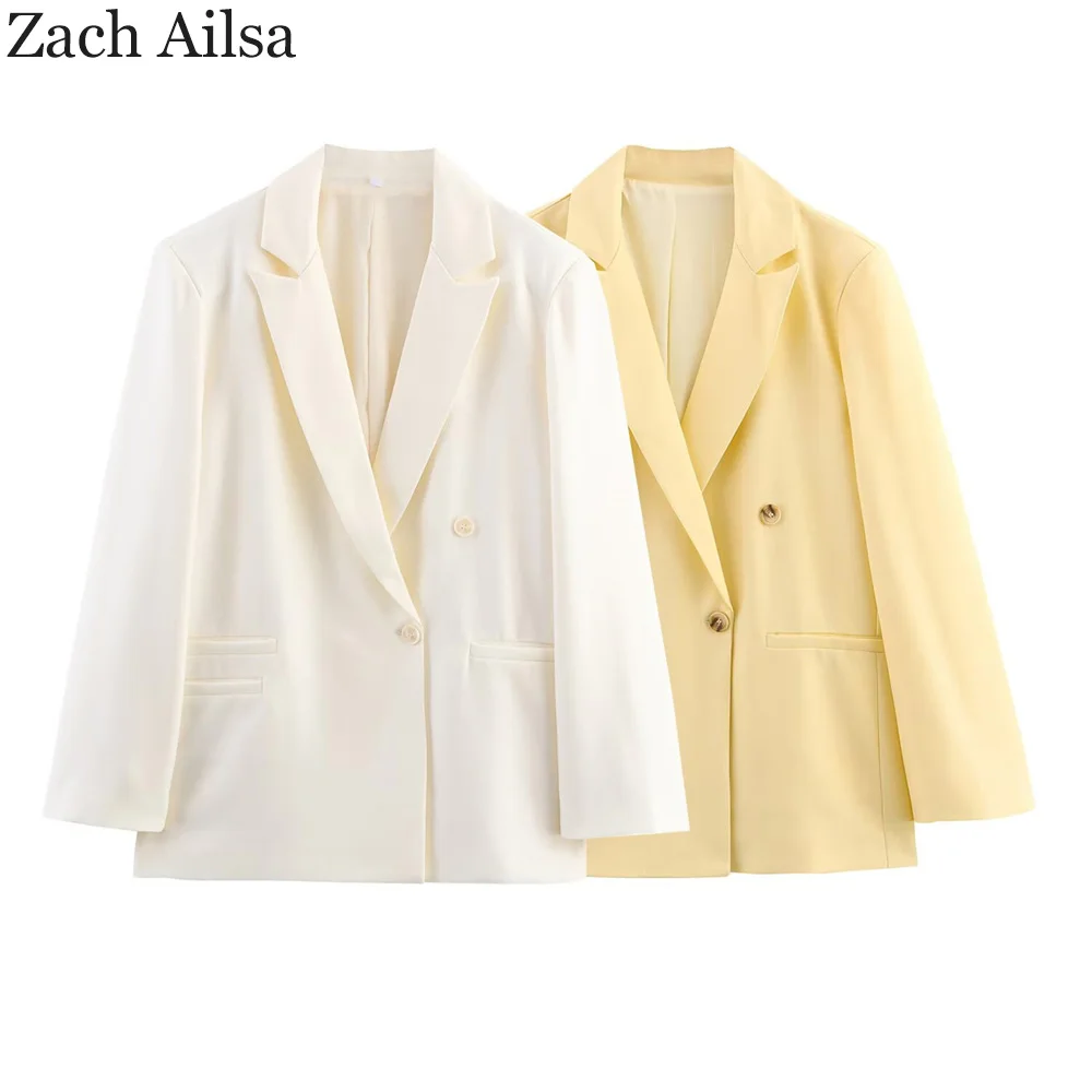 

New European and American style women's fashionable linen blend minimalist suit jacket