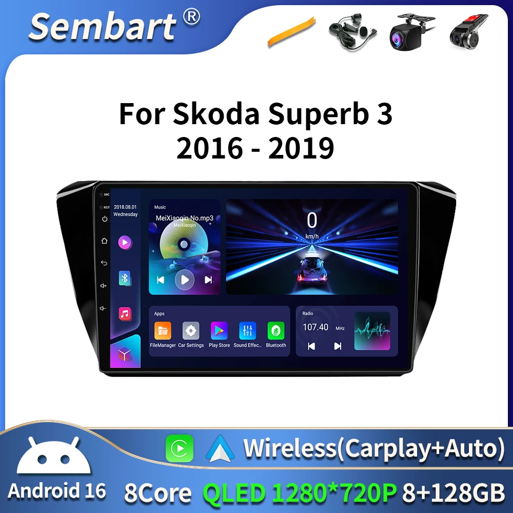 

Android 16 Multimedia Car Radio For Skoda Fabia 3 III 2015 - 2019 Carplay autoradio stereo DSP 5G Wifi GPS RDS DVD