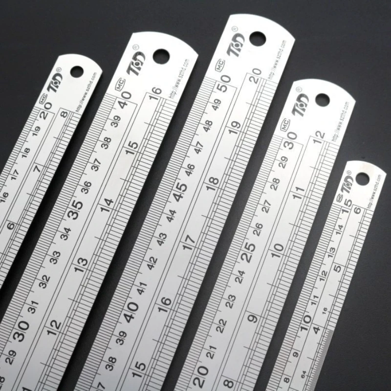 2Pcs Thicken 15cm-40cm Stainless Steel Ruler 39 Inch British Scale Durable Measuring Tool for School Office Household