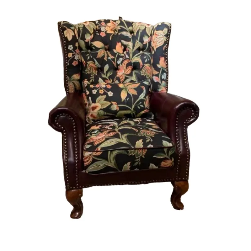 French retro style bed and breakfast fabric sofa small apartment living room bedroom balcony, single person, chair