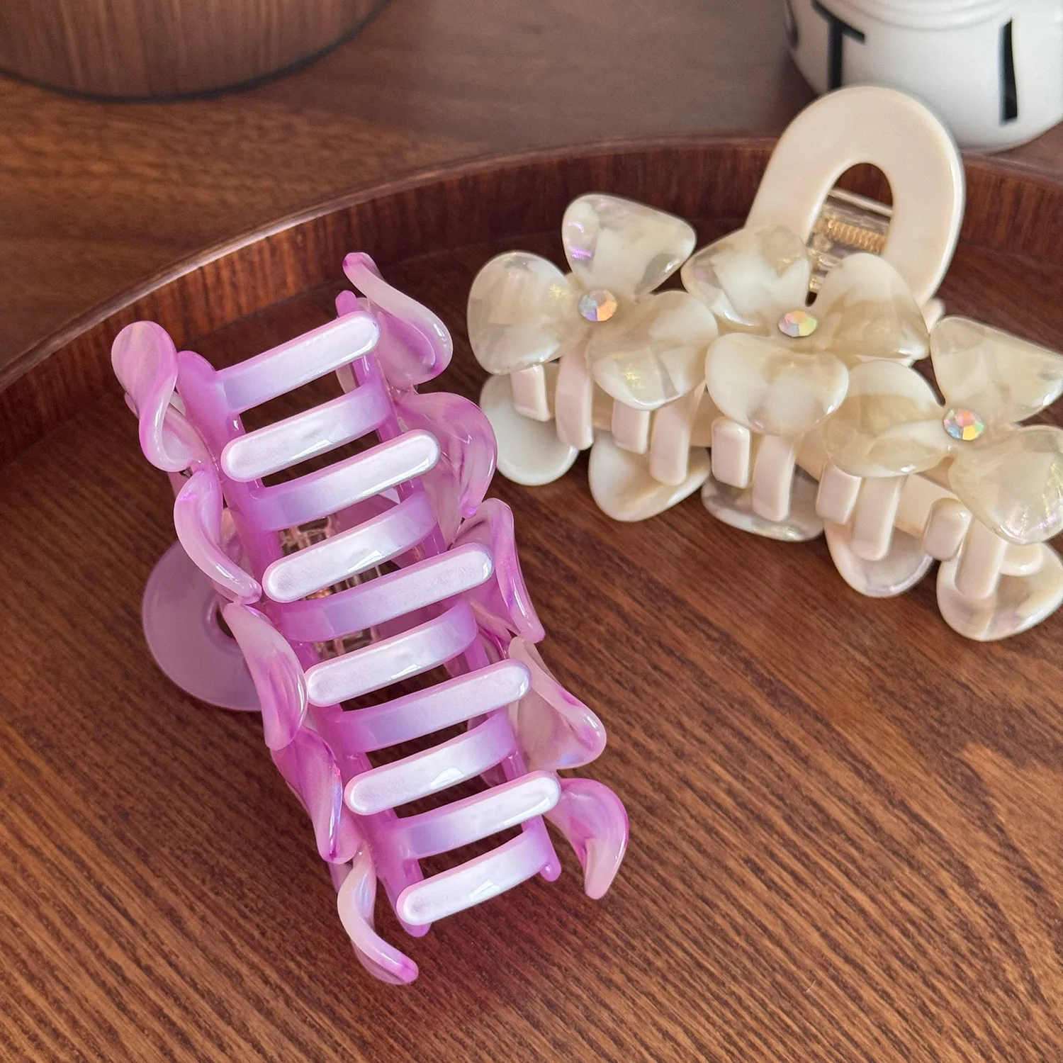 الكورية الجديدة الرائعة ثلاثية الأبعاد الراين مرصع زهرة مشبك شعر موضة لطيف خلات عالية بونتاليل القرش كليب