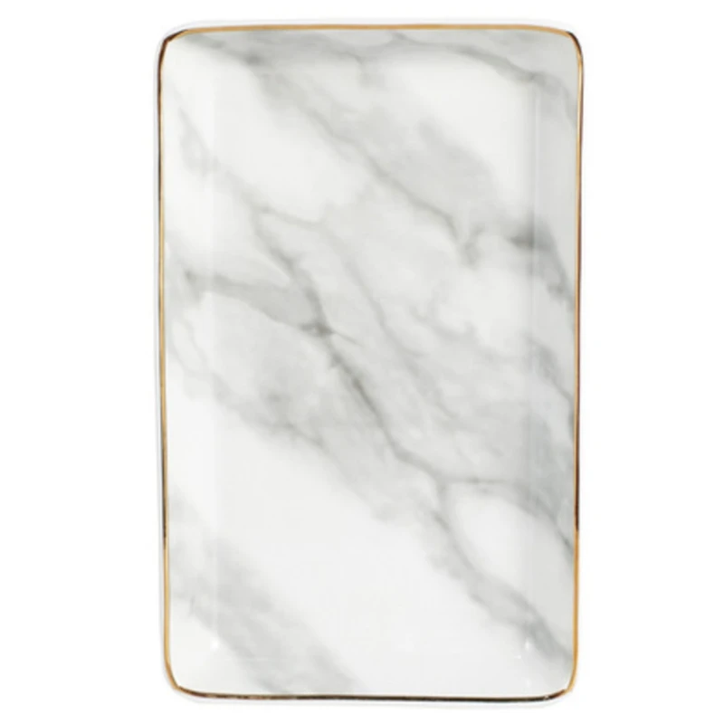 Ceramic Storage Tray Nordic Style Rectangular Marble Pattern Practical Decoration Jewelry Display Tray