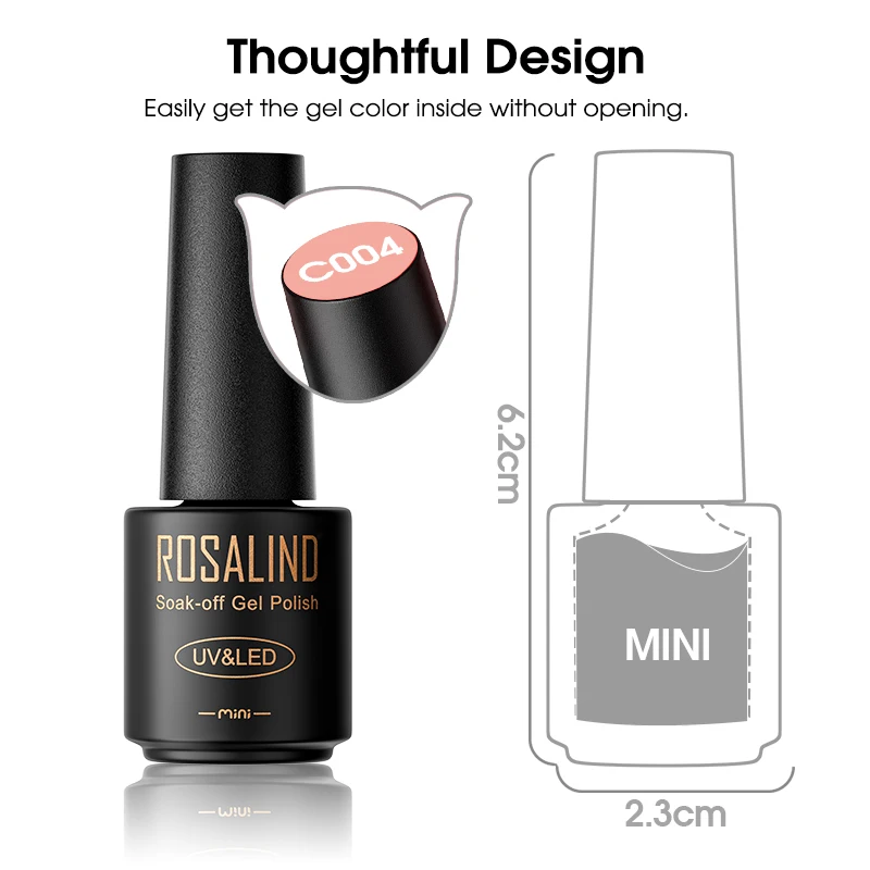 ROSALIND 5ml Nail Gel Polish Mini Nude Pink Hybrid Varnish Semi Permanent Top Base Coat UV/LED Gel Varnishes