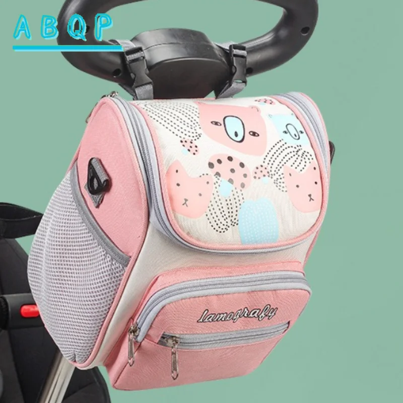 New Baby Stroller Hanging Bag Cartoon Large Capacity Stroller Hanging Bag Multifunctional Outing Baby Supplies Storage Bag
