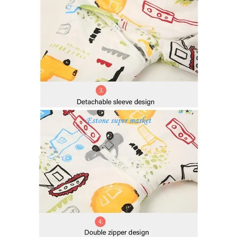 كيس نوم قطني للأطفال الصغار 090B لسهولة الارتداء وتغيير الحفاضات بسرعة #3