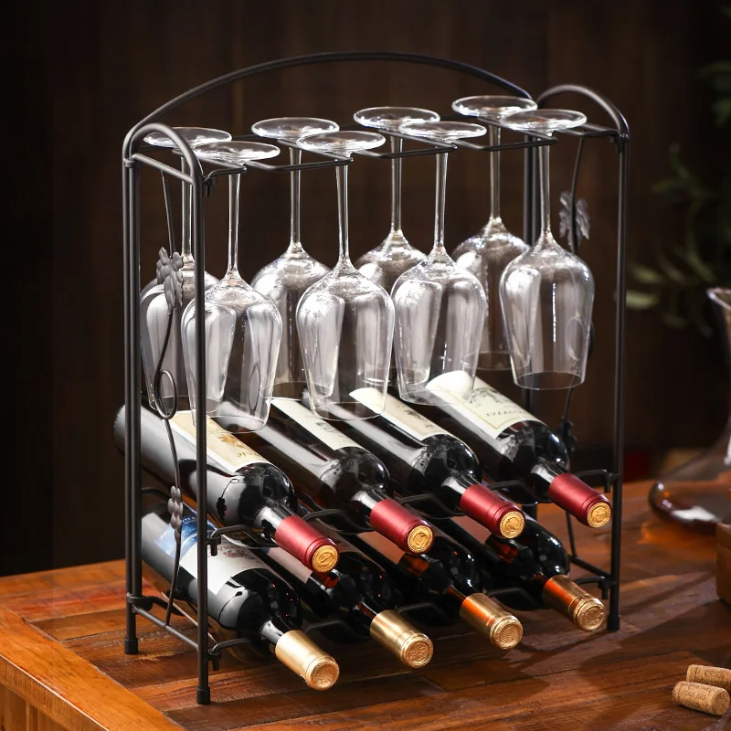 Retro Light Luxury Bottle Racks Home Wine Cabinet Living Room Decoration Wine Storage Holders Modern Upside Down Bottle Storage