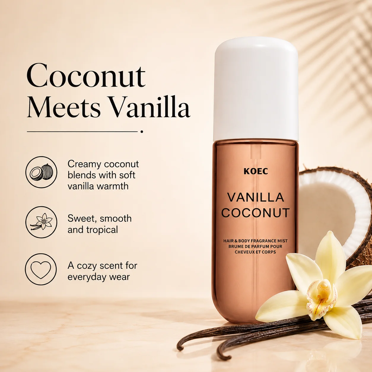 KOEC Vanille- en kokosparfum,  - Perfume Fragrance Hair Spray recensie en prijs