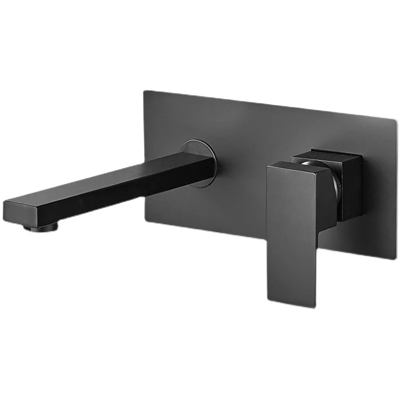 

Hotel apartment wall-mounted brass faucet with matte black chrome finish, available for graphics and signage