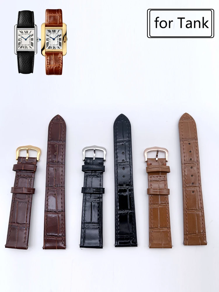 Genuine leather strap, cowhide soft and breathable, suitable for  CARTIER watch band Tank/solo/Santos/Round strap high-end