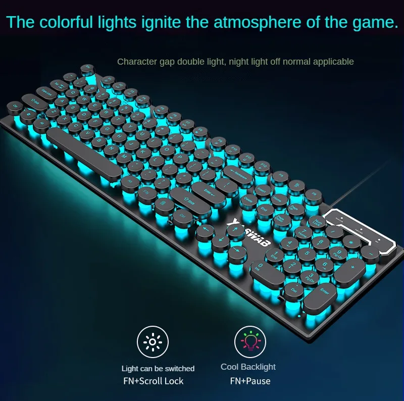 Imagem -02 - Conjunto de Teclado e Mouse com Fio Eweadn Gx30 Rgb Retro Abs para E-sports Jogos Laptop Acessórios Impermeável Fone de Ouvido