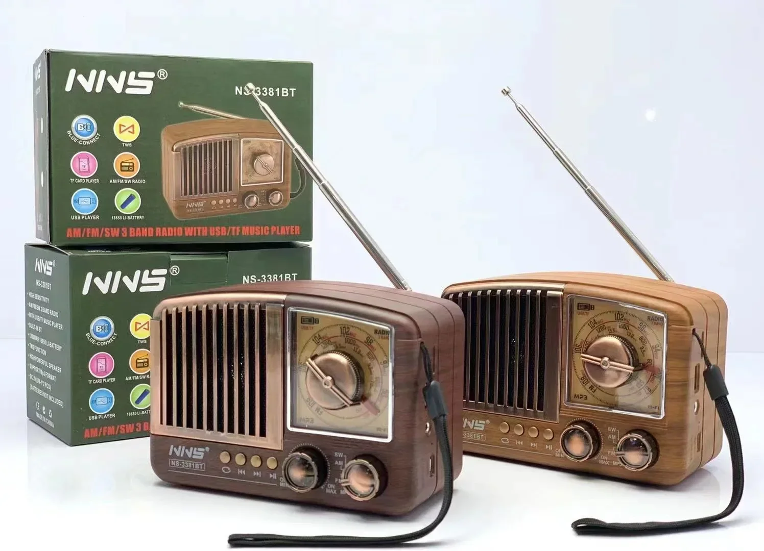 

perfect 2025 NNS 3381BT Classic Design Portable Vintage Retro Wooden Fm Radio Vintage Radio Wood