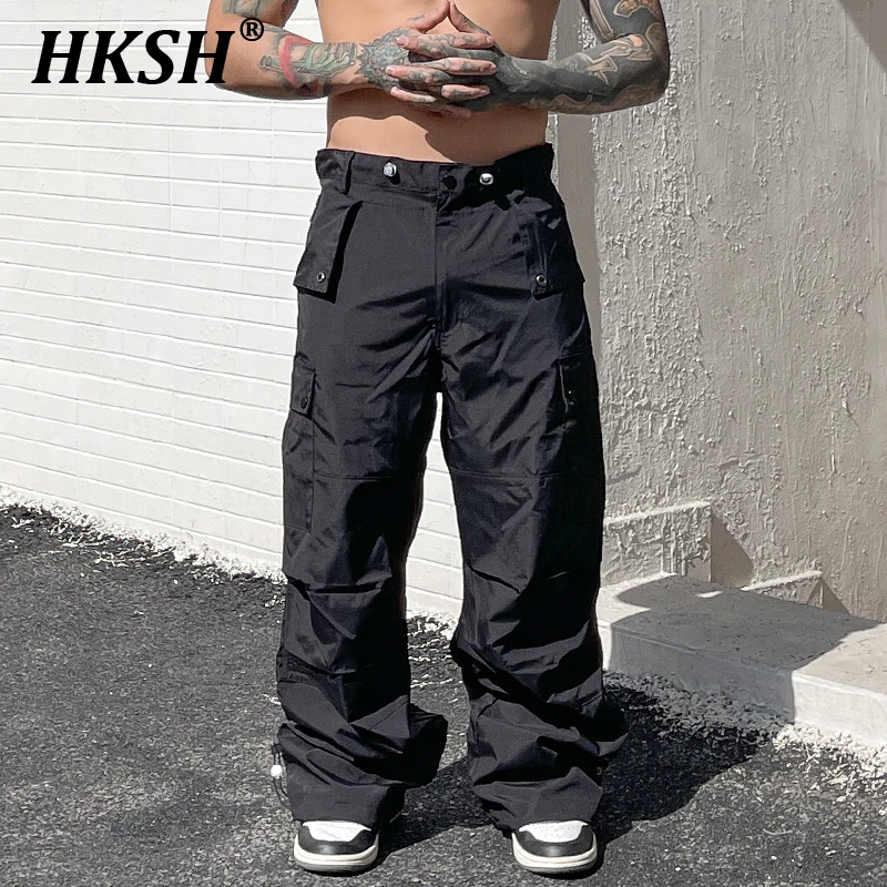 

HKSH Trendy American High Street Straight Leg Casual Pants Men's Tide Chic Loose Dark Trendy Versatile Workwear Overalls HK0939