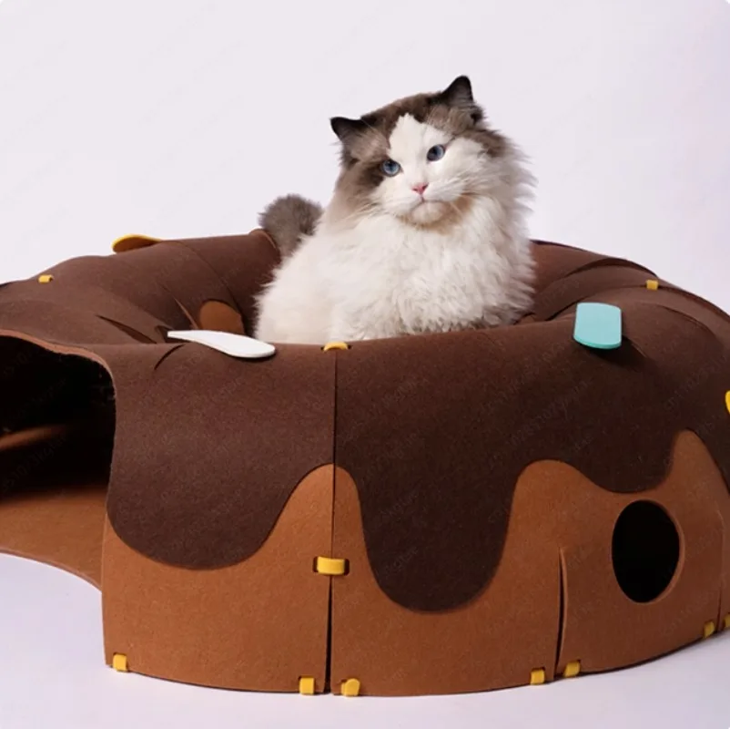 Donut Felt Tunnel Cat Toy Cat Nest Parkour Anti-Fly Hair