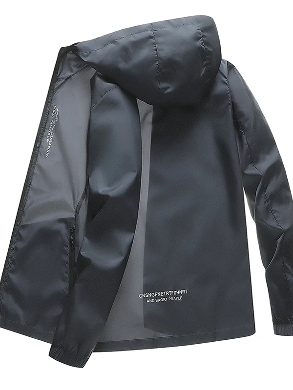 

Men's Summer Faion Sun Protection Clothing Ice Silk Lightweight Breathable Loose Jaet Long Sve Hooded Cool Sle