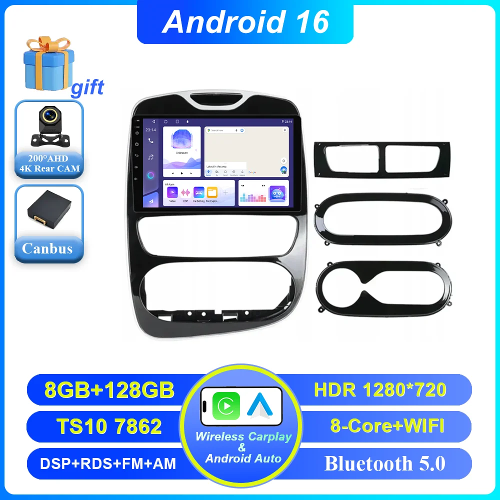 Android 16 Carplay Auto Voor Renault Clio 3 4 2012 2013 2015-2018 Auto Multimedia Speler Video Radio Stereo GPS navigatie 4G BT