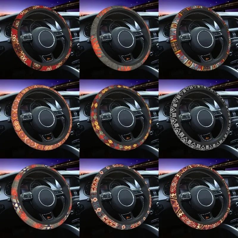 Vintage Kilim Navajo Weave Persian Carpet Steering Wheel Cover for Turkish Steering Wheel Protector Universal Car Accessories