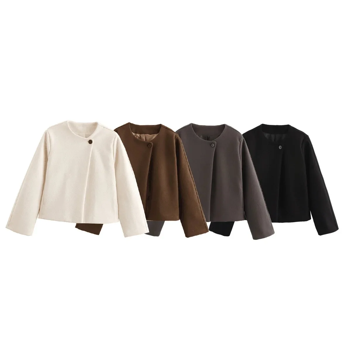Autumn and Winter 2025 Round Neck Thick Woolen Coat Loose Casual Women's Jacket Cardigan Top