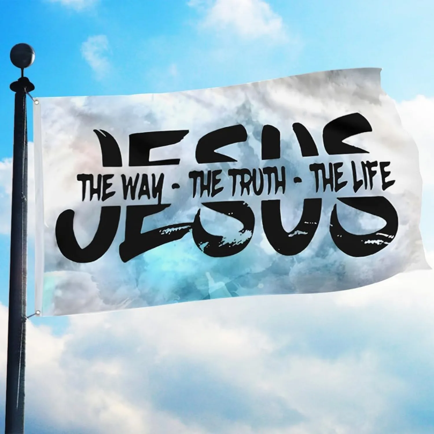 Jesus The Way The Truth The Life Christian Flag Premium Durable Outdoor Garden Banner 3x5ft
