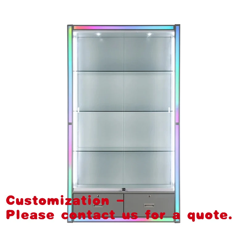 

custom.Store Display Cases Colorful Light Shop Glass Showcase Lockable Toys Store Cabinet