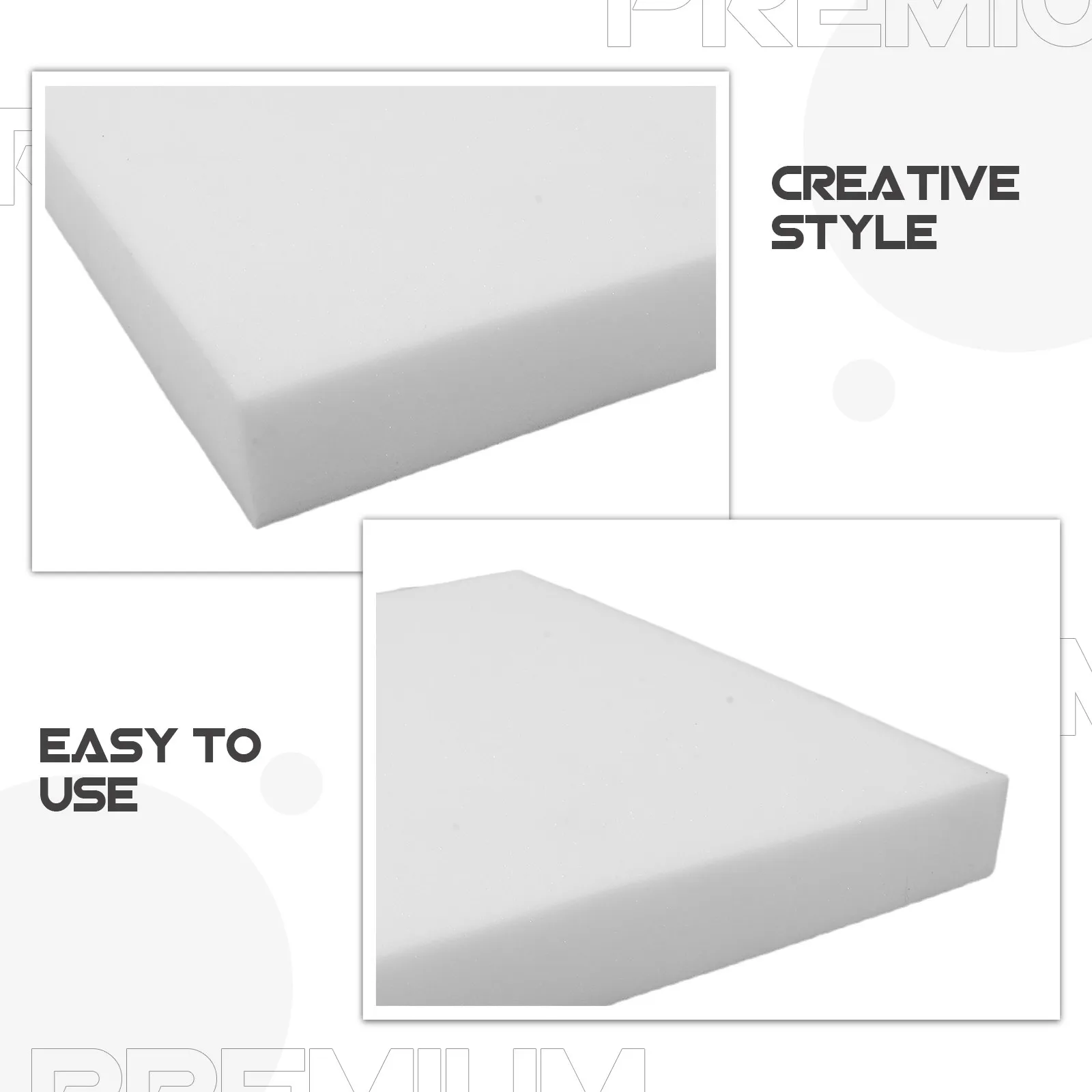 2Pcs High Density Sofa Cushion Pads Replacement 40x40x3cm Upholstery Foam Insert Couch Seat Support Padding for Chairs Benches