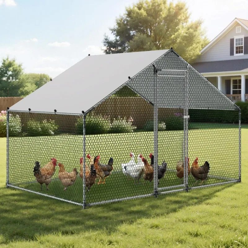 Weatherproof Chicken Coop Galvanized Steel Frame Detachable Poultry Shelter