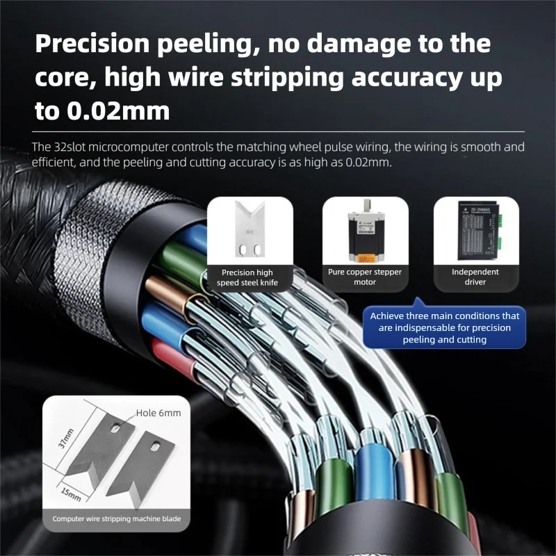 7mm² Computer Wire Stripping Machine for 2-8core Sheathed Wire Lighting Cable/Power Cable Automatic Wire Peeling Cutting Machine