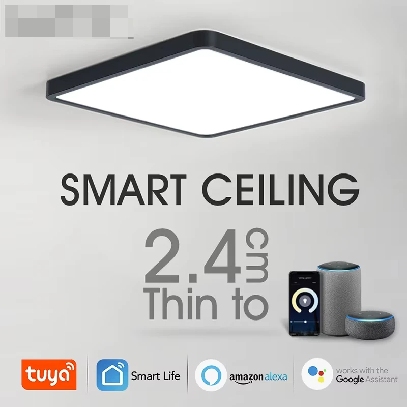 

Tuya Smart LED Ceiling Lamp Wood Grain App Voice Control Alexa/Google Remote Control Square Ceiling Lights Living Room