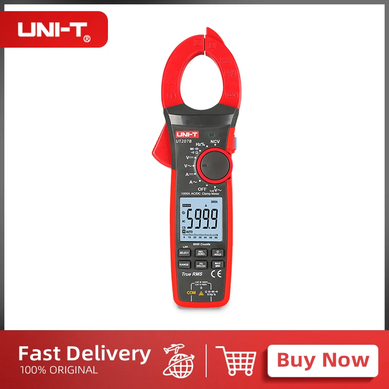 

UNI-T True RMS Digital Clamp Meter AC DC Current 1000A 1000V Pliers Ammeter Voltmeter UT207B UT208B Temperature Capacitor Tester