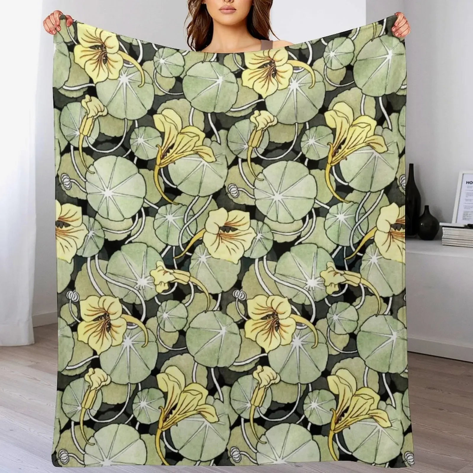 

Trumpet Flower Pattern by Maurice Pillard Verneuil Throw Blanket for sofa Blankets For Bed Blankets