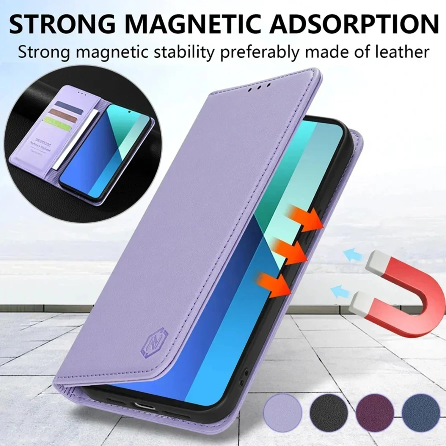 محفظة الهاتف الجلد قوية فتحة للبطاقات المغناطيسية حافظة جلدية قابلة للطي آيفون 16 برو ماكس 15 زائد 14 13 Mini 12 11 XS XR 8 7 SE 2 3 #2