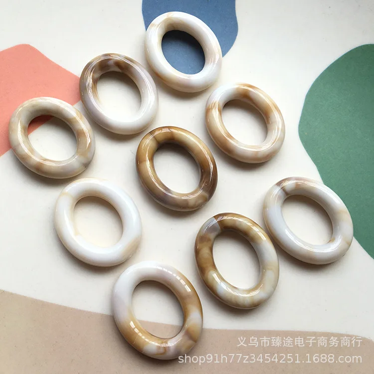 5pcs Japanese smudge oval hollow ring oval frame resin pendant accessories DIY handmade earrings wholesale