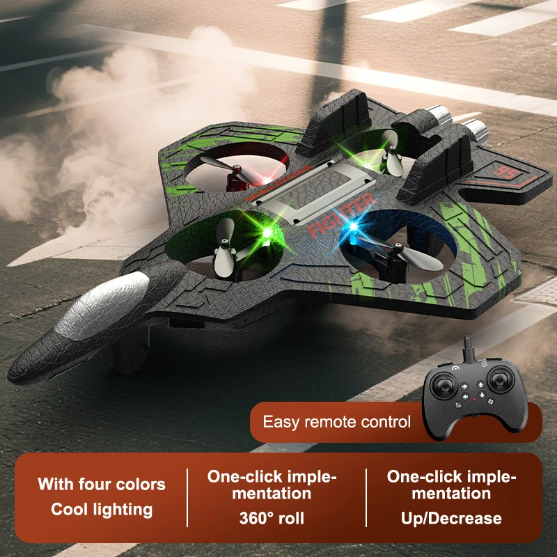 2.4G Remote Control Foam Aircraft Set, Electric Stunt Glider with LED Lights, Hovering UAV Helicopter Model