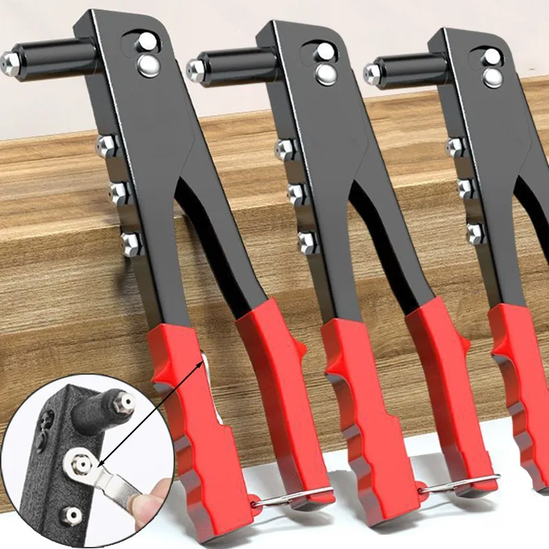 Heavy Duty Rivet Gun Hand Riveter Pop Rivet Gun Assortment DIY Automotive Furniture Marine Repairs Blind Rivets Guns Nuts Tools
