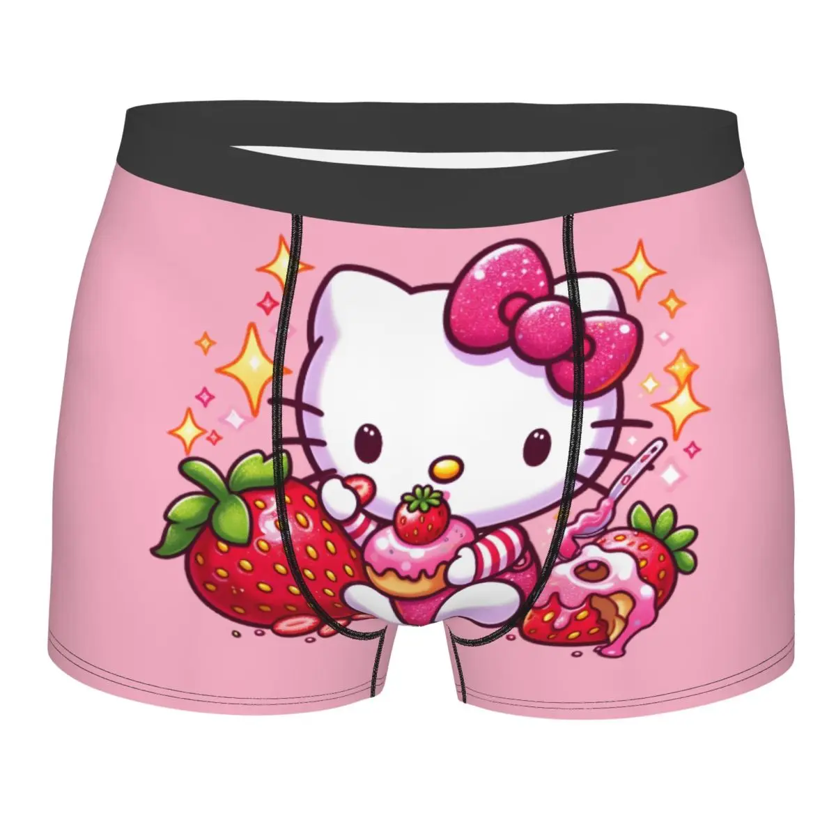 

Нижнее белье с рисунком кота Hello Kitty, мужские дышащие трусы-боксеры, шорты, мягкие трусы для Homme