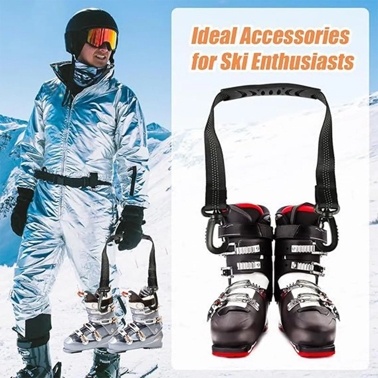 

Ремни для переноски лыжных ботинок, 2 шт., регулируемые коньки, зимнее снаряжение, ремень для ботинок для сноуборда, слинг для мужчин, женщин, взрослых, профессионалов