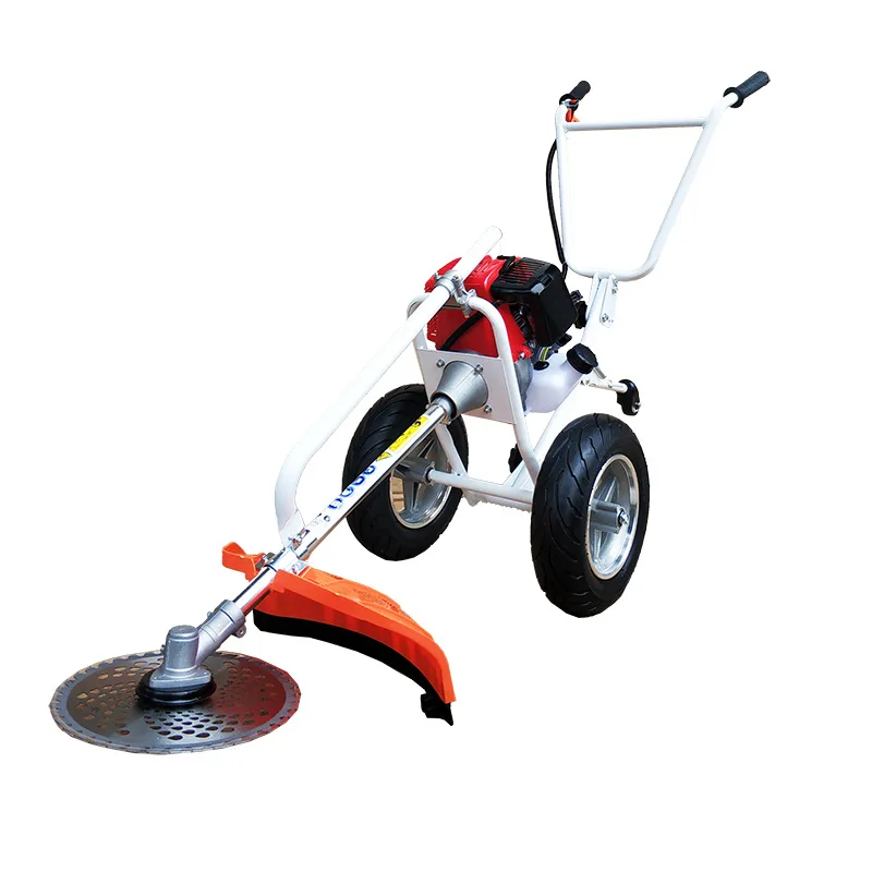 

Hustil Professional 2 Stroke Hand Push Brush Cutter With 2 Wheels Industrial Grade Single Cylinder Featuring A Grass Box