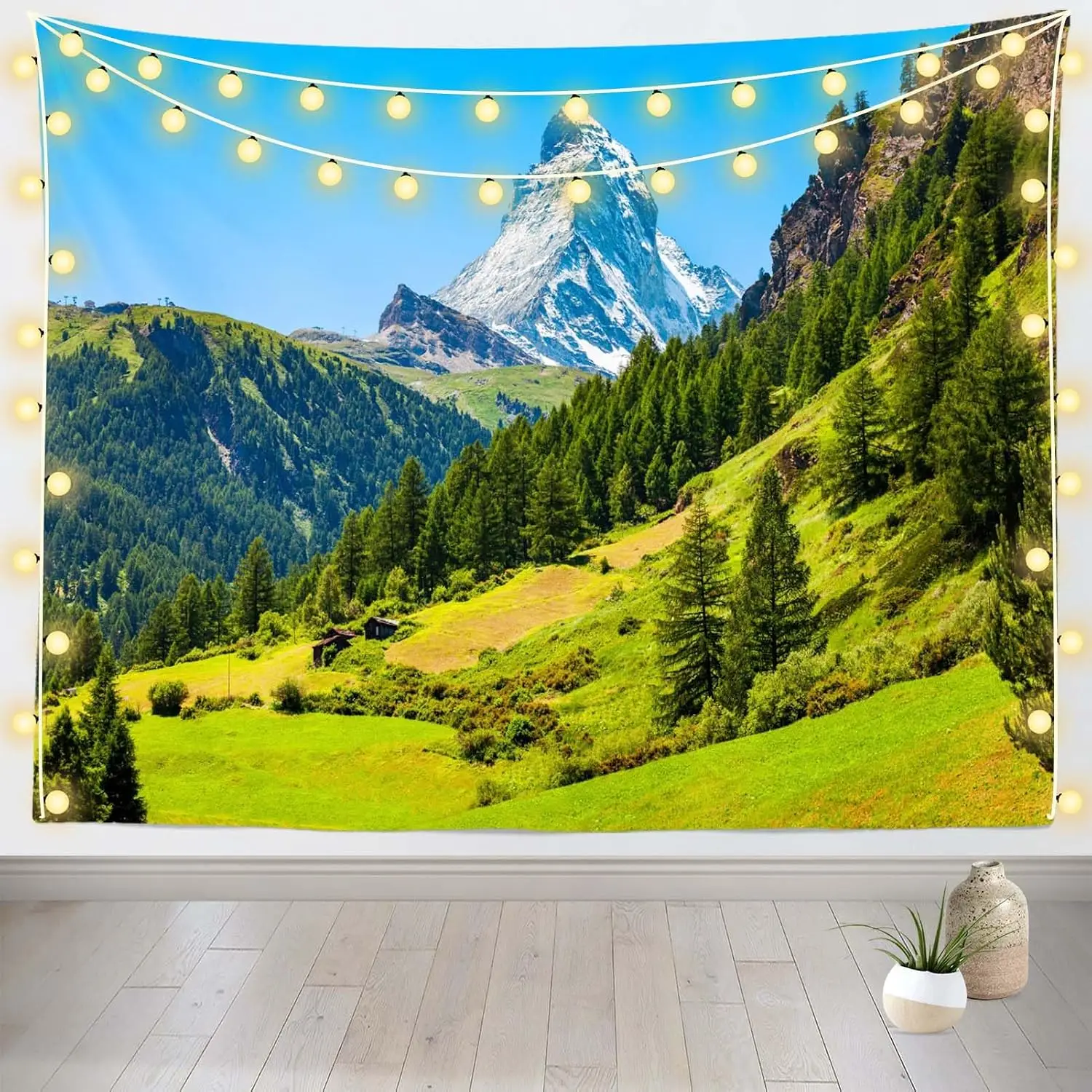Alpine Swiss Alps Mountain Landscape Tapestry Wall Decor Canvas Print Artwork for Living Room Bedroom Nature Mural Art