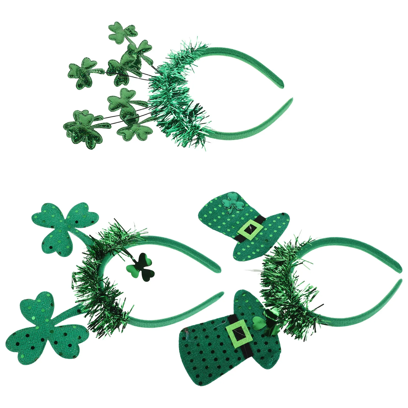 

3 шт. зеленые аксессуары для волос в форме клевера ко Дню Святого Патрика, блестящие повязки на голову, удобные в использовании, для праздничных костюмов, головные уборы для женщин