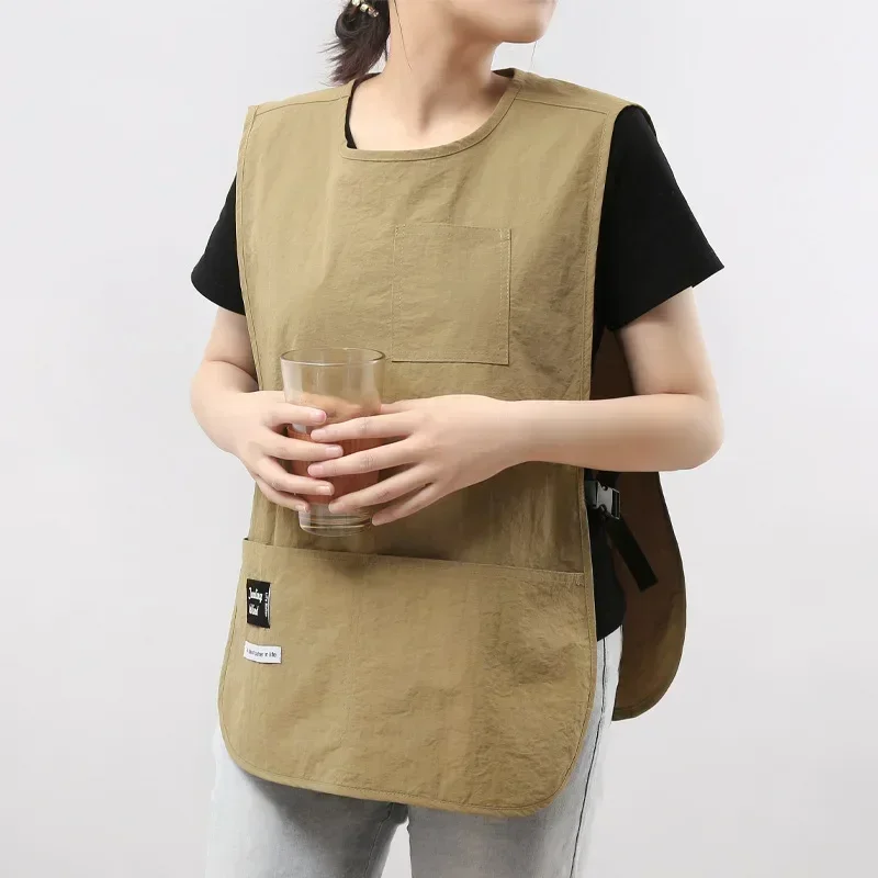 Waterproof and stain-resistant Apron solid color nylon vest style Beauty apron sleeved apron worn by cooks chef and servers