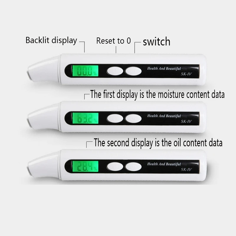 Portátil Digital Pele Umidade Tester, Monitor Detector, Face Sensor, Analisador De Óleo De Água, Facial Cuidados Com A Pele Ferramentas