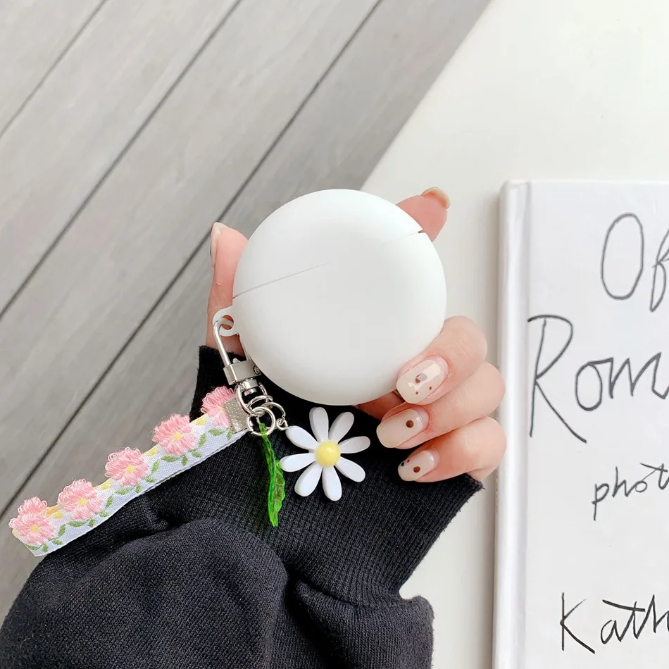 حافظة لهاتف هواوي freebuds 4i 4 Pro / freebuds Pro ملونة تحتوي على زهرة وسماعة حرة 3 حافظة واقية من السيليكون