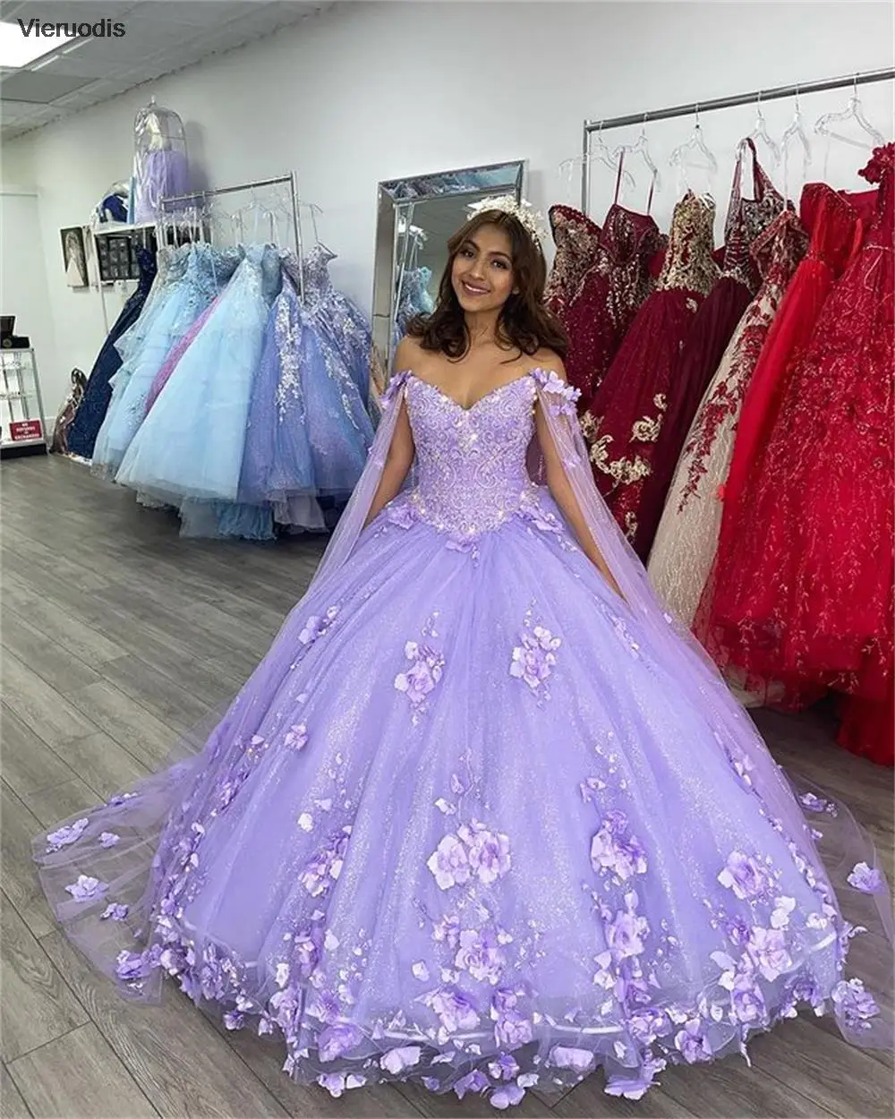 فساتين Quinceanera الأرجوانية الزهور الكشكشة الحبيب الدانتيل متابعة الظهر الحلو 15 الفتيات فستان الأميرة vestidos de quinceañera 2021 #3
