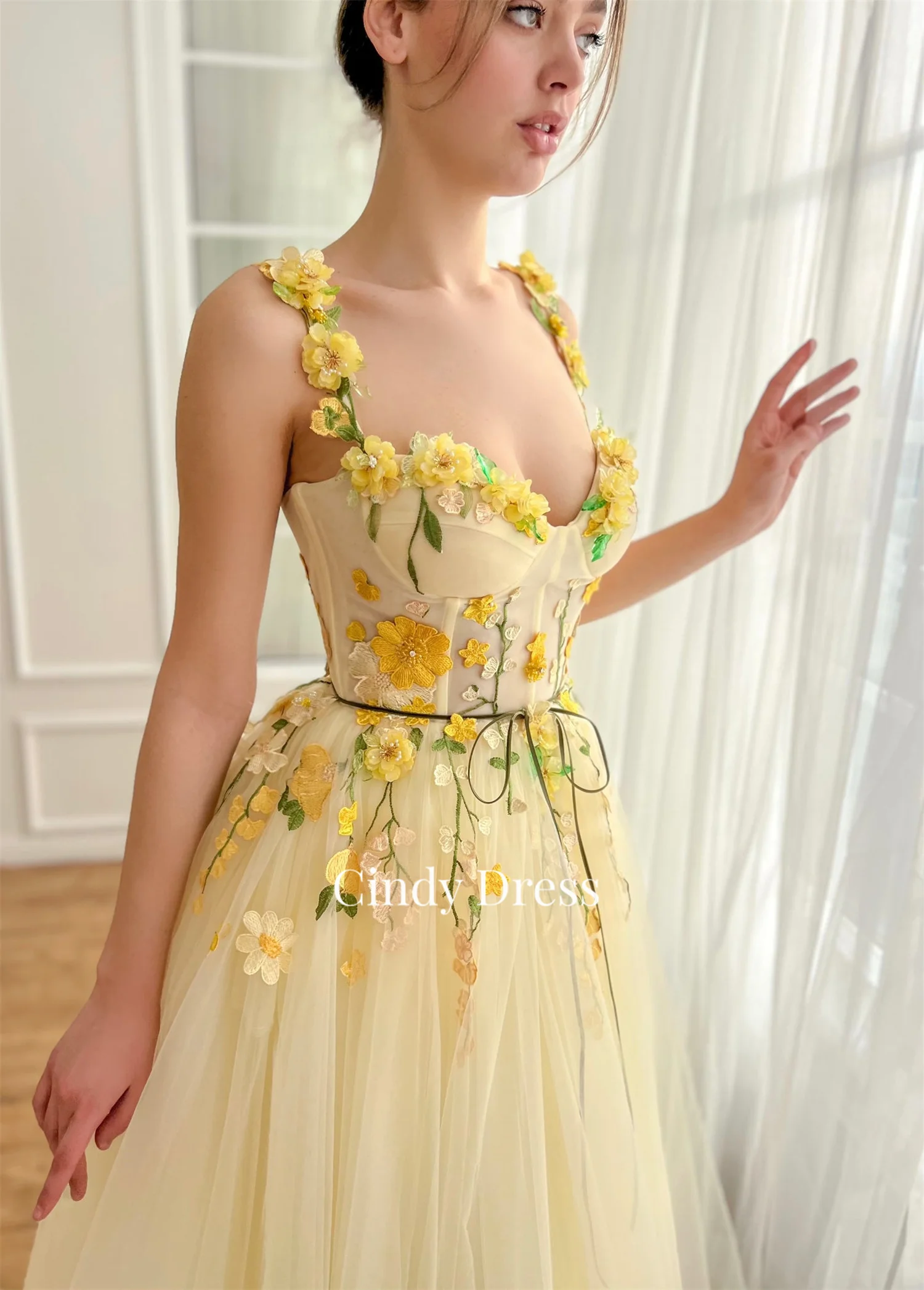 Cindy Corset Hand Embroidery Sweetheart 3D Flowers New in Dresses With Long Sleeves Wedding Dress Women Elegant Party Ball Gowns