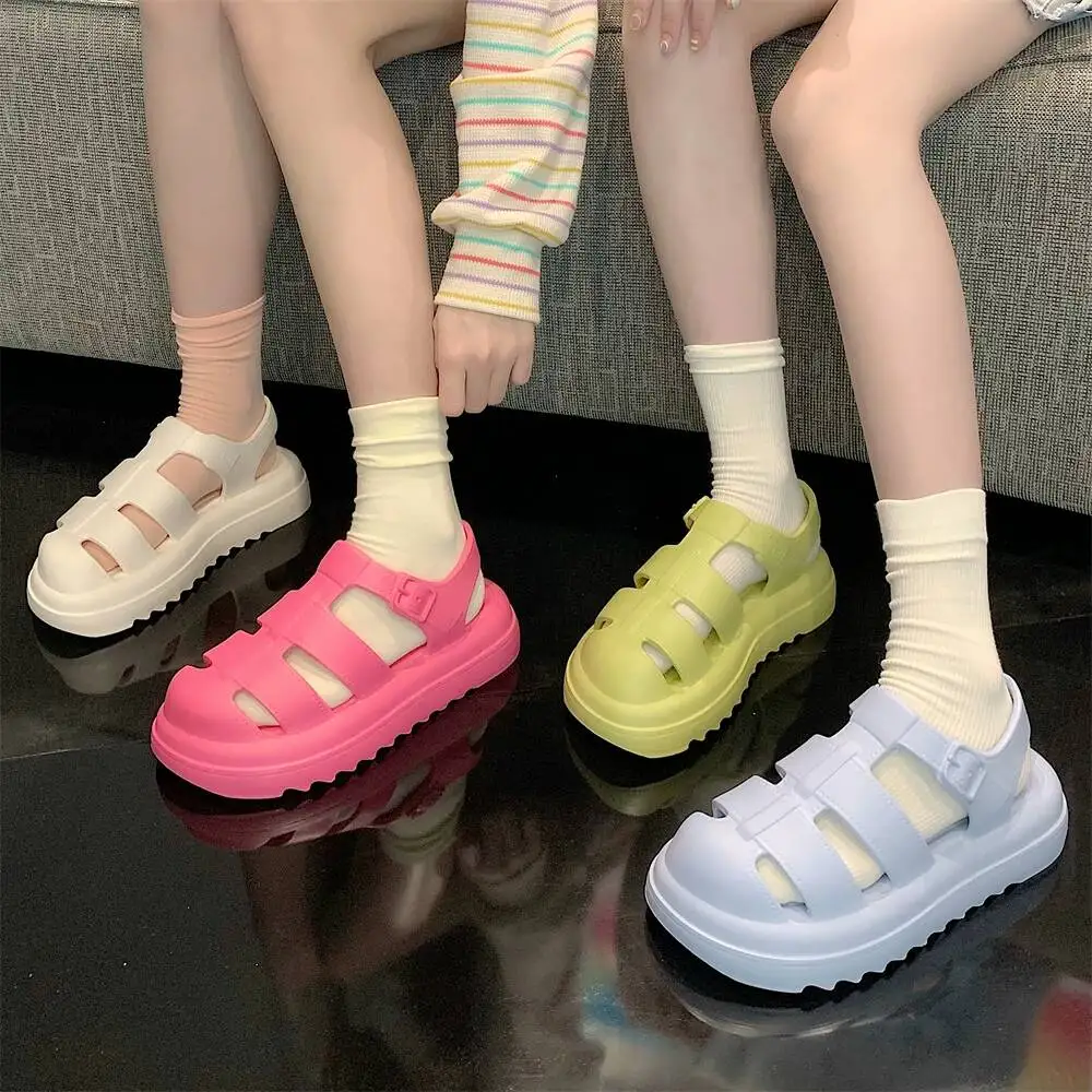 2026 Women Soft Cloud Feel Elevated EVA Platform Roman Sandals Closed Toe Non Slip Slip On Lightweight Summer Height Footwear